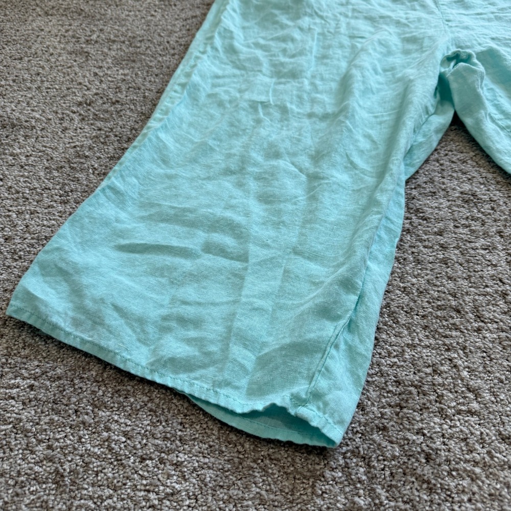 FLAX Large Aqua Blue Linen 2 Piece Set Top Pants Coastal Lagenlook Beach Summer - Picture 11 of 16